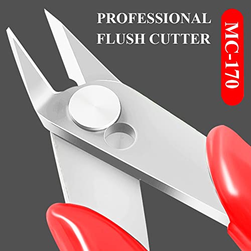 Monvict Flush Cutters, 5 Inch Micro Wire Cutters With Ultra Sharp Cutting Edge & Opening Spring Precision Small Side Cutting Pliers Tools Perfect For Crafts Wires 3D Printer Electrical & Cut Needs #TOP2