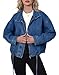 Ladyful Women's Oversized Jean Jacket Boyfriend Denim Bomber Jackets Shacket Long Sleeve Casual Trendy Zip Up Shirt Coat(Blue-L)