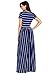 HOTAPEI Womens Formal Short Sleeve Maxi Dress Summer Casual Loose Long Striped Fashin 2023 Wedding Guest Dresses for Women with Pocket Navy Bue Small