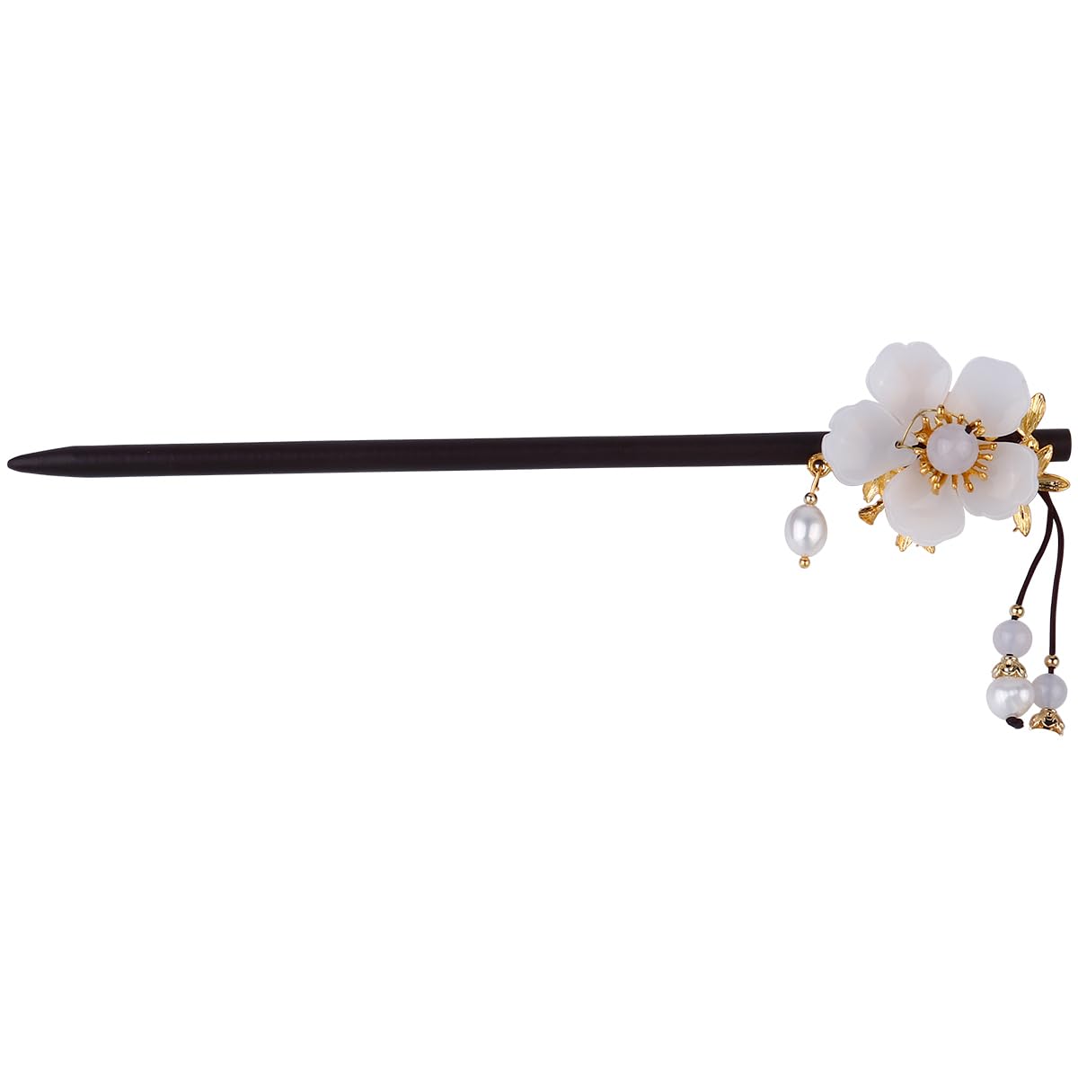 2 Stück Vintage Holz-Haarnadeln Mit Blumen-Deko – Chinesische Haarnadeln, 18 Cm, Für Frauen & Mädchen