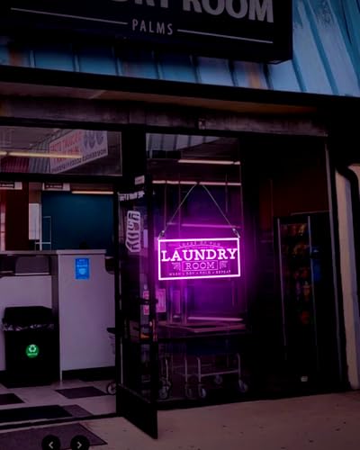 Image of Laundry Neon Sign for Laundry Room, USB Powered Pink Loads Of Fun LED Neon Light, Acrylic Wall Decor Hanging Laundry Sign For Home Business Laundry room Bathroom Farmhouse Gift