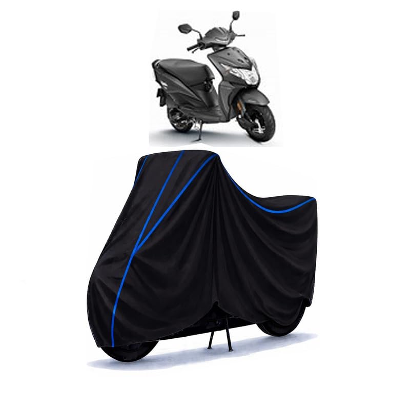 Image of Scooty Cover Water Resistant for Dio DLX | Universal Scooter & Bike Cover | Heavy Duty UV Protection | Dust, Rain & Scratch Protection | Elastic Fit All Weather Indoor Outdoor | Black with Blue Piping