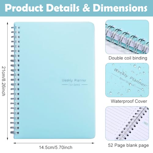Image of Weekly Planner Diary 2026 A5 Waterproof Blue PP Cover 52 Pages