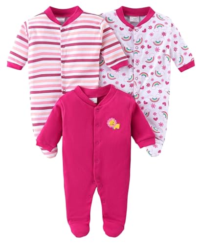 Image of New Born Baby 100% Cotton Rompers for Sleepsuits Jumpsuit Night Suits for Baby Boys & Girls |Onesies| Infant Clothes Pack of 3