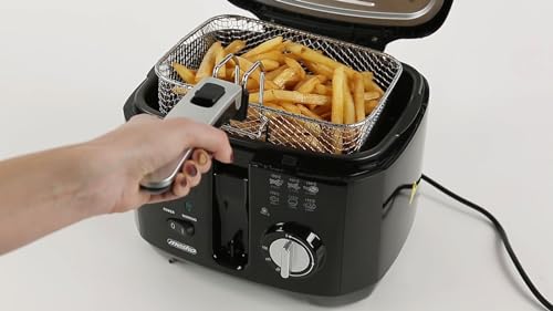 Mesko MS4908 Friteuse met olie, 2,5 liter vet, elektrisch, klein, regelbare thermostaat, afneembare anti-aanbak-oliereservoir, geurfilter, 1800 W, zwart - Afbeelding 3