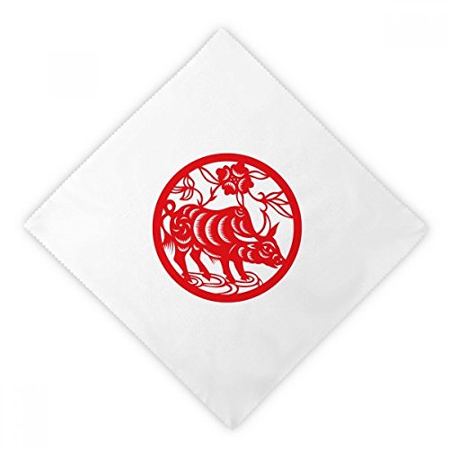 Servilletas de tela fina con arte de buey del zodiaco para una mesa de comedor distinguida 2
