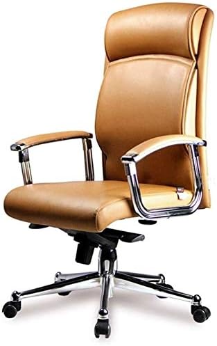 XZGDEN Lightweight High-Back Leather Executive Chair, Ergonomic Lumbar Support Household Computer Chair Waist Thick Padding Reclining Chair (Color : Black) (Color : Yellow)