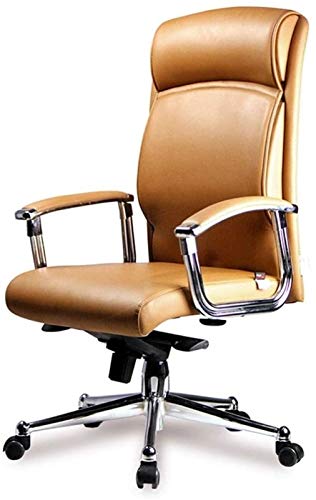 Xzgden Lightweight High-Back Leather Executive Chair, Ergonomic Lumbar Support Household Computer Chair Waist Thick Padding Reclining Chair (Color : Black) (Color : Yellow) #TOP5