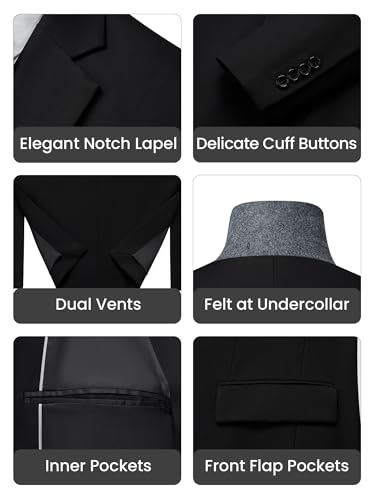 Mens Suit Tuxedo Set Slim Fit Suits 3 Piece One Button Prom Wedding Blazer Vest Pants with Bow Tie4