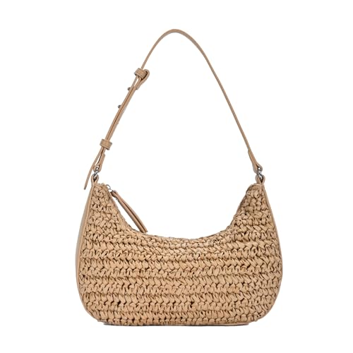 Antik Kraft Jules Straw Shoulder Bag | Handcrafted Straw Purse with Adjustable Shoulder Strap | Eco-Friendly Summer Bag