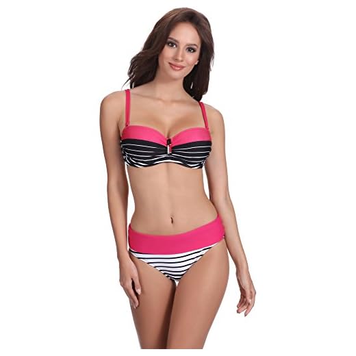 DORINA Damen Bügel Bikinioberteil, Fiji Curves Bikini Top , Gr. 80F (Herstellergröße: 36E), schwarz 2 Feba Figurformender Damen Bikini S2L2N1 (Muster-405, Cup 75 F/Unterteil 38)
