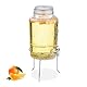 Relaxdays Getränkespender mit Ständer, Limobehälter 5 L, Zapfhahn, Wasserspender, Glas, Bügelverschluss, transparent
