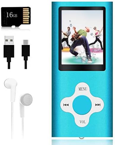 Reproductor de MP3, reproductor de música con tarjeta de memoria de 16 GB, reproductor de música digital portátil, video, grabación de voz, radio