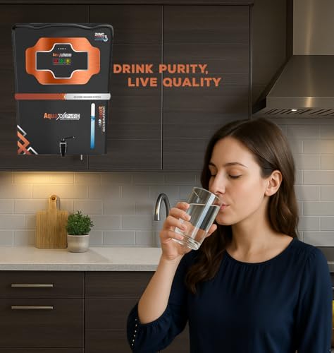 Image of Aqua X pure Black water Purifier with Smart LED Indicators | RO+UV+UF+ Alkaline Technology |12 Stages Purification | 20 LPH Purification | Advanced High TDS Membrane |1 Year Warranty.