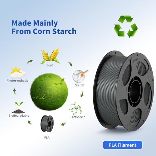 Image of ANYCUBIC PLA 3D Printer Filament Bundle 4KG, 3D Printing PLA Filament 1.75mm Dimensional Accuracy + /- 0.02mm, 4 Pack 1KG Reusable Spool (2.2 lbs), 2 Pack of Texture Grey & 2 Pack of Black