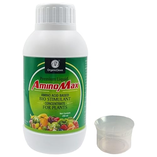 Image of OrganicDews Amino Fertilizer (Plant Protein Hydrolysates) Based Bio Stimulant Concentrate for Plants 250 ml with Measuring Cup 25 ml - Plant Growth and Yield Booster 250 ml