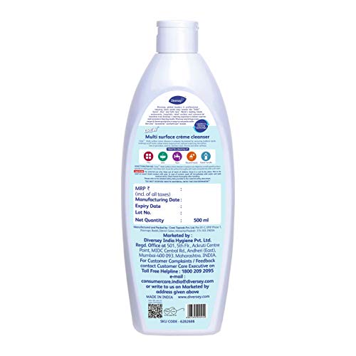 Image of Diversey Crew Multi Surface Creme Cleanser - 500 Ml | 5 in 1 Action Formula| Removes Scale | Eliminates Scuff Marks | Gentle on Fittings | Effective Against Greese | Removes Rubber Marks | Restores Shine