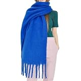 MININAI Women Cashmere Feel Scarf, Soft Warm Winter Scarf for Cold Weather, Christmas Blanket Scarves Pashmina Shawl Wrap (Royal)