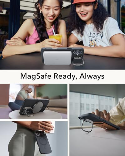 Image of ESR for iPhone 16 Pro Max Case, Compatible with MagSafe, Military-Grade Protective Case, Built-in Stash Stand Phone Case, Scratch-Resistant Back Cover, Classic Series, Clear Black