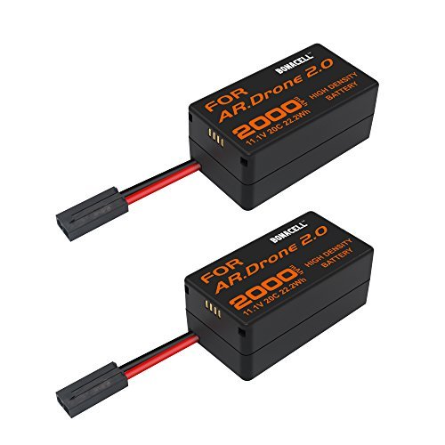 Bonacell 2 Pack Upgraded 2000mAh Lithium-Polymer Replacement Battery for Parrot AR.Drone 2.0
