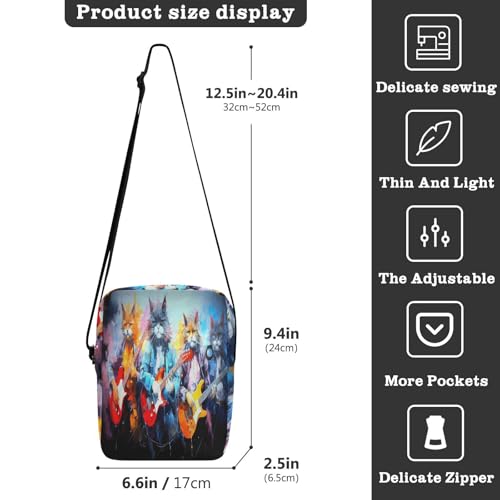 small messenger bag for women over the shoulder bags for men Women's Purses Adjustable Strap for work work - Cat Band Blue Gaming3