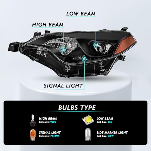 Image of TUSDAR LED Headlight Assembly Compatible with 2014 2015 2016 Toyota Corolla