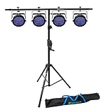 Chauvet SlimPAR 64 RGBA Compact DMX LED Wash Light Slim Par SlimPAR64 Bundle with Rockville RVCS2 Heavy-Duty Tripod Adjustable Crank-Up DJ PA Speaker Stand+Bag and RCS52 Lighting Stand