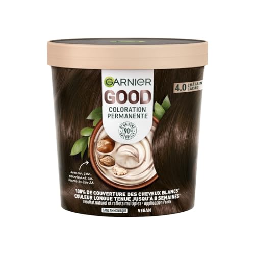 Garnier - Coloration Permanente - Sans Ammoniaque - 90% d'Ingrédients d'Origine Naturelle et Formule Vegan - Beurre de Karité - 100% Couverture Cheveux...