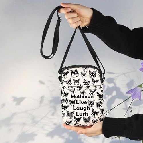 MNIGIU Mothman Cryptid Crossbody Bag Mothman Lover Gift Mothman Live Laugh Lurk Shoulder Bag Cryptozoologist Gift3