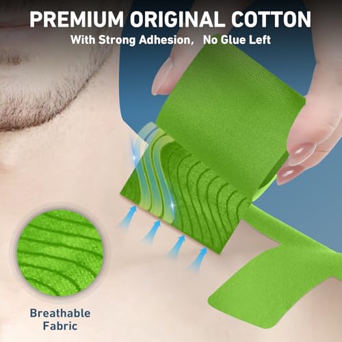 Image of Kinesiology Tape for Shoulder Precut, 12 PCS Shoulder Tape for Pain Relief, KTQUICK Original Cotton Waterproof & Breathable, Enhance Elastic Sports Tape for Pain Support and Muscle Sports, Green
