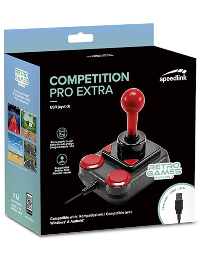 Speedlink COMPETITION PRO EXTRA USB Joystick - Joystick digital para PC con DirectInput y microinterruptor, para juegos arcade y retro, negro-rojo - imagen 6