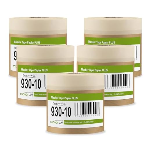 5 x Colorus Malerabdeckpapier mit Malerkrepp PLUS | Klebeband mit Abdeckpapier 10 cm x 25 m | Masker Tape für den Innenbereich | Selbstklebendes Schutzpapier | Maler-Abdeckband Abklebeband