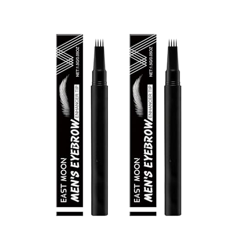 Men's Eyebrow Enhancer, Temporary Color for Eye Brow, Beard Pencil Filler for Men, Four-Fork Tip Beard Styling Pen, Waterproof Sweat Proof Long Lasting Eyebrow Makeup for Full, Defined Eyebrows (2PCS)