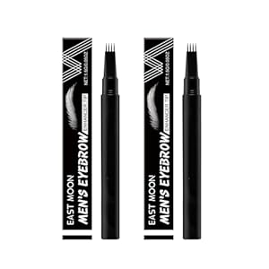 Men’s Eyebrow Enhancer, Temporary Color for Eye Brow, Beard Pencil Filler for Men, Four-Fork Tip Beard Styling Pen, Waterproof Sweat Proof Long Lasting Eyebrow Makeup for Full, Defined Eyebrows (2PCS)