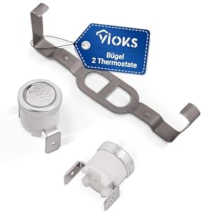 VIOKS 2x Thermostat Wäschetrockner Ersatz für Whirlpool 481225928681 & Temperaturbegrenzer Trockner Bauknecht Thermostat Set für Wäschetrockner