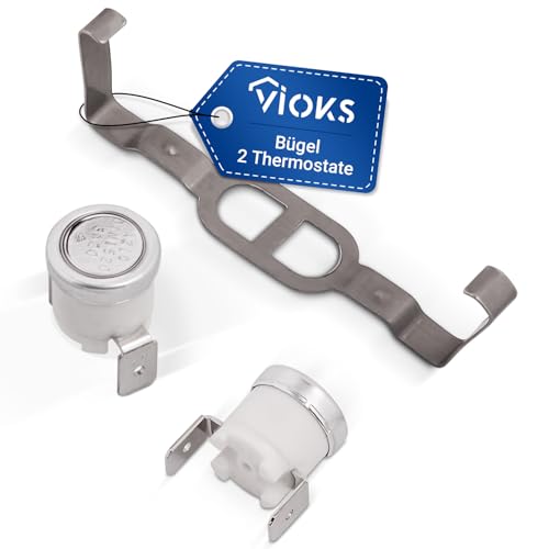 VIOKS 2x Thermostat Wäschetrockner Ersatz für Whirlpool 481225928681 & Temperaturbegrenzer Trockner Bauknecht Thermostat Set für Wäschetrockner