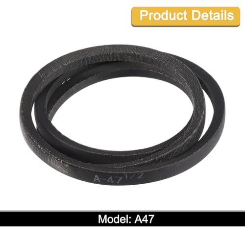 Image of uxcell A47 1 /2 Classic Wrapped V-Belt, 50 inch Outside Circumference Wrapped Industrial Rubber V-Belt A Profile V-Belt for Industrial Machinery Equipment, Black