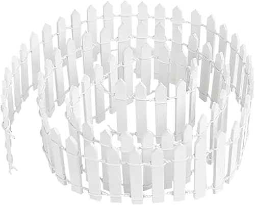 White Miniature Wooden Picket Fence - Decorative Border for Fairy Gardens and Bonsai Displays, Rustic Landscape Accent with Weather-Resistant Design (Indoor/Outdoor Mini Fence Decor)