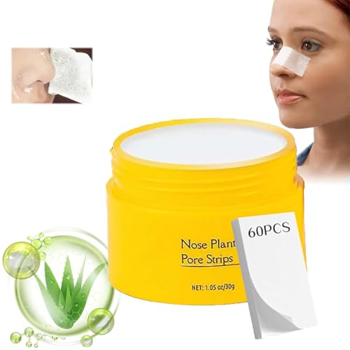 Maschera per rimuovere i punti neri, con 60 strisce per rimuovere i punti neri, maschera per rimuovere i punti neri, per la pulizia dei pori delle piante del naso, maschera purificante per naso e viso