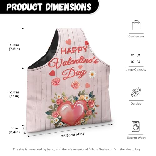 Image of KUIFORTI Heart Romantic Yarn Bag Crochet Tote Bag Wood Print Yarn Storage Organizer Travel Wrist Tote for Crocheting Lightweight for Knitting Accessories
