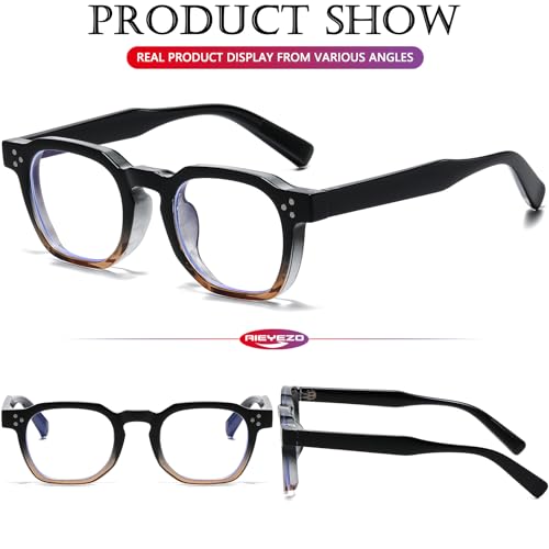 Image of AIEYEZO Retro Blue Light Glasses for Men Women Square Thick Framed Eyeglasses Trendy Vintage Computer Glasses