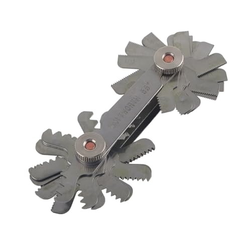 52St Edelstahl Schraube Pitch Gauge, Doppel Gewindeschablone Edelstahl Gewindestopfen Lehre 60 und 55 Grad Gewindesteigung Messgerät (metrisch und imperial)