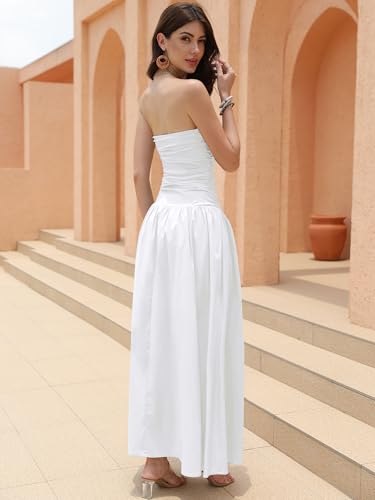 Yulaviniee Women's Strapless Tube Top Corset Maxi Dress for Wedding Guest, Elegant Party Dress4