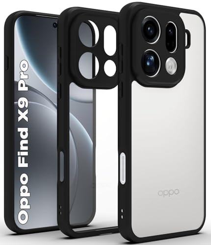 Image of RIGGEAR Shockproof Sleek Hybrid Armor Back Cover Case for Oppo Find X9 Pro 5G (Clear PC + Black TPU Bumper)