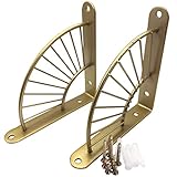 Active Island 棚受け 金具 l字 扇型 ブラケット 棚支え ネジ付き DIY a725 (145×145mm, ゴールド)