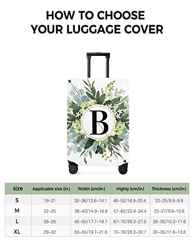 Travel Luggage Cover Small Suitcase Cover Fit for 19-21 Inch Luggage Luggage Protector Suitcase Cover Scratchproof Letter B, Watercolor Farmhouse Eucalyptus Wreath Luggage Cover Protector for Suitcase3