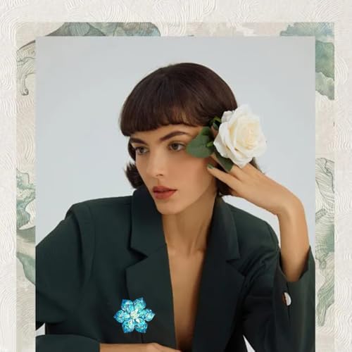 Image of Crystal Flower Brooch Pin for Women Dress Suit Bag Hat Broochs Pins Christmas Brooch Pin Wedding Party Birthday Dance Jewelry Accessories