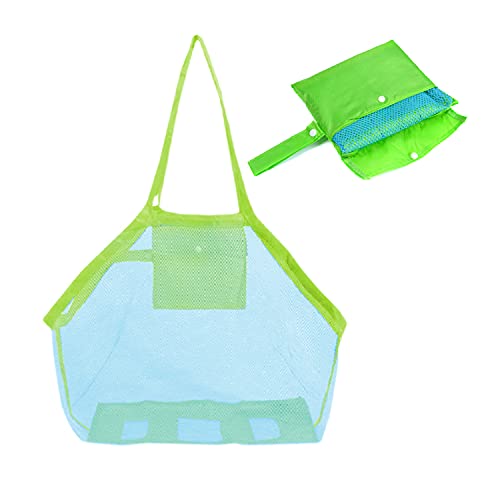 VITSOLE Strandtasche aus Netzstoff., Blaues Netz, grünes Paket Cover