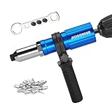 JIOGOWISE Professional Rivet Gun Adapter Kit,Electric Power Drill Rivet Attachment,Easy Processing for Pop Riveting Work,4 Rivet Heads 2.4mm 3.2mm 4.0mm 4.8mm and 80pcs Rivet Nails