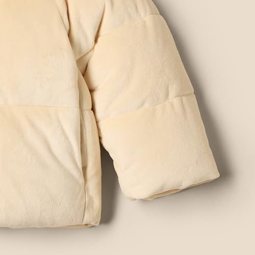 Amazon Essentials x Sofia Grainge Mädchen Steppjacke Velour, Hellbeige, 3 Jahre